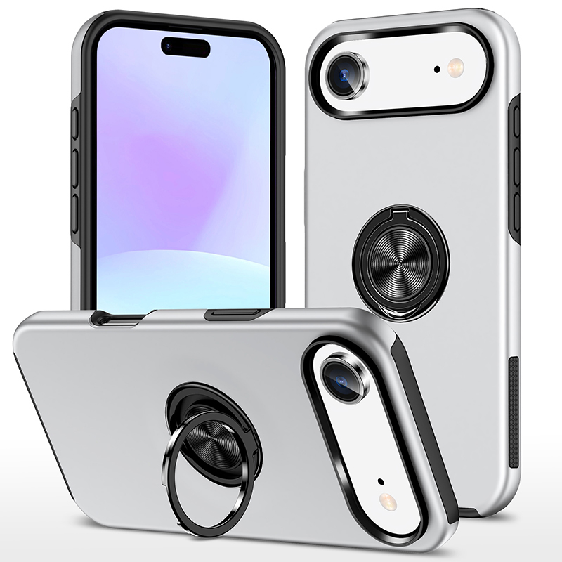 Hybrid Shock Absorbing Case with Kickstand for Apple iPhone 17 Air - Silver