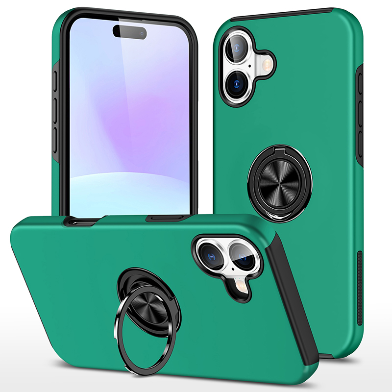 Hybrid Shock Absorbing Case with Kickstand for Apple iPhone 16 - Green