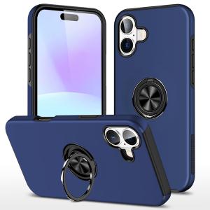 Hybrid Shock Absorbing Case with Kickstand for Apple iPhone 16 - Navy Blue