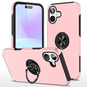 Hybrid Shock Absorbing Case with Kickstand for Apple iPhone 17 - Pink