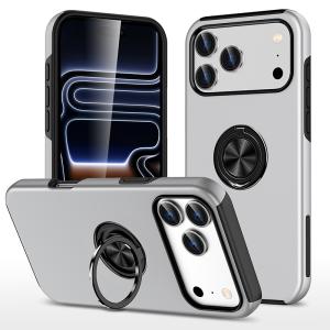 Hybrid Shock Absorbing Case with Kickstand for Apple iPhone 17 Pro Max - Silver
