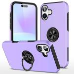 Hybrid Shock Absorbing Case with Kickstand for Apple iPhone 16 - Purple