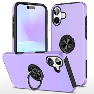 Hybrid Shock Absorbing Case with Kickstand for Apple iPhone 17 - Purple