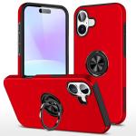 Hybrid Shock Absorbing Case with Kickstand for Apple iPhone 17 - Red