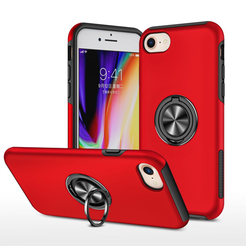 Hybrid Shock Absorbing Case with Kickstand for Apple iPhone SE (2022) / SE (2020) / 6 / 7 / 8 - Red