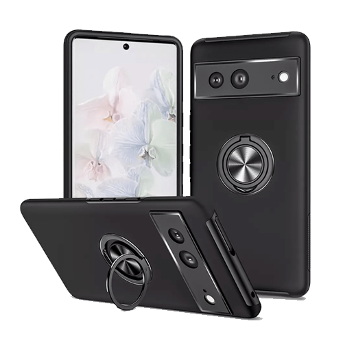Hybrid Shock Absorbing Case with Kickstand for Google Pixel 7a - Black