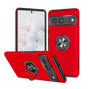 Hybrid Shock Absorbing Case with Kickstand for Google Pixel 6a - Red