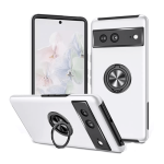 Hybrid Shock Absorbing Case with Kickstand for Google Pixel 7a - Silver