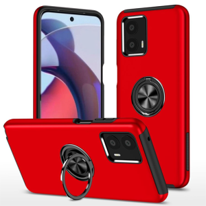 Hybrid Shock Absorbing Case with Kickstand for Moto G 5G (2023) - Red