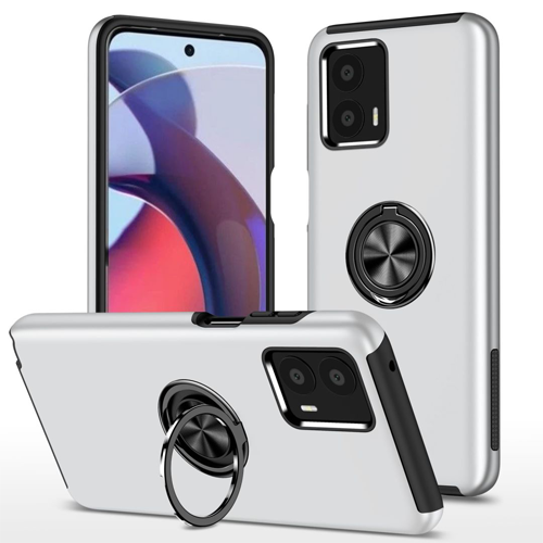 Hybrid Shock Absorbing Case with Kickstand for Moto G 5G (2023) - Silver