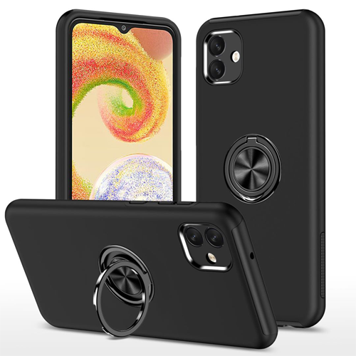 Hybrid Shock Absorbing Case with Kickstand for Samsung Galaxy A06 - Black