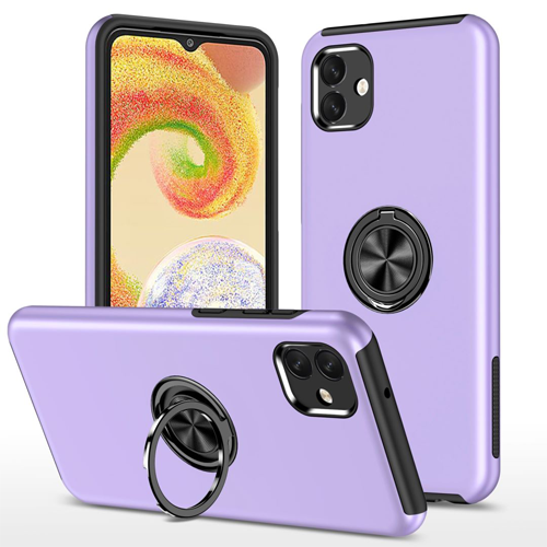 Hybrid Shock Absorbing Case with Kickstand for Samsung Galaxy A06 - Purple