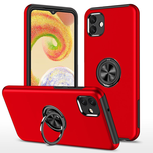 Hybrid Shock Absorbing Case with Kickstand for Samsung Galaxy A07 - Red