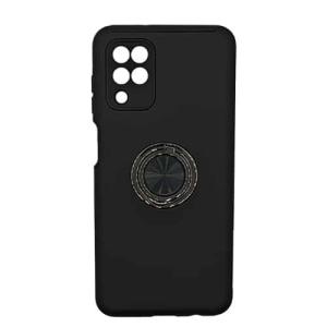 Hybrid Shock Absorbing Case with Kickstand for Samsung Galaxy A12 - Black