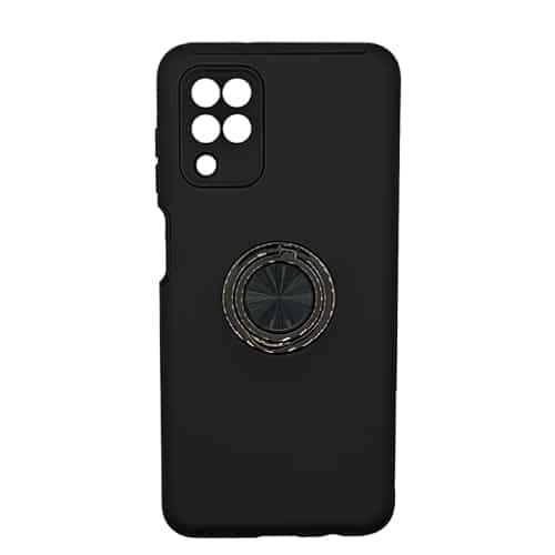 Hybrid Shock Absorbing Case with Kickstand for Samsung Galaxy A12 - Black