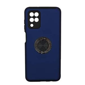 Hybrid Shock Absorbing Case with Kickstand for Samsung Galaxy A12 - Navy Blue