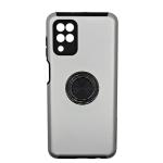 Hybrid Shock Absorbing Case with Kickstand for Samsung Galaxy A12 - Silver