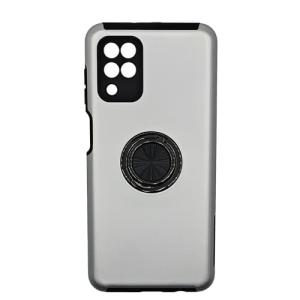 Hybrid Shock Absorbing Case with Kickstand for Samsung Galaxy A12 - Silver