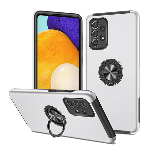 Hybrid Shock Absorbing Case with Kickstand for Samsung Galaxy A53 5G - Silver