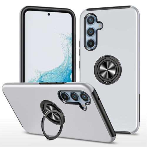Hybrid Shock Absorbing Case with Kickstand for Samsung Galaxy A54 - Silver