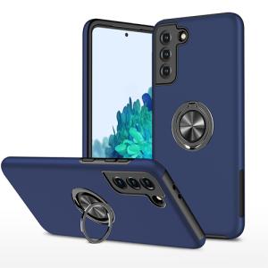 Hybrid Shock Absorbing Case with Kickstand for Samsung Galaxy S22 - Navy Blue