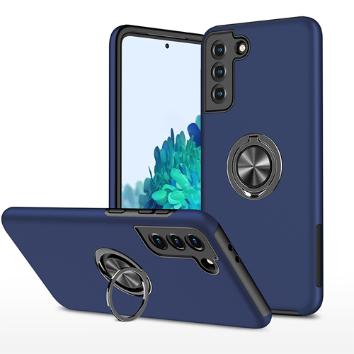 Hybrid Shock Absorbing Case with Kickstand for Samsung Galaxy S21 - Navy Blue