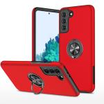 Hybrid Shock Absorbing Case with Kickstand for Samsung Galaxy S21 FE - Red