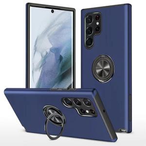 Hybrid Shock Absorbing Case with Kickstand for Samsung Galaxy S22 Ultra - Navy Blue