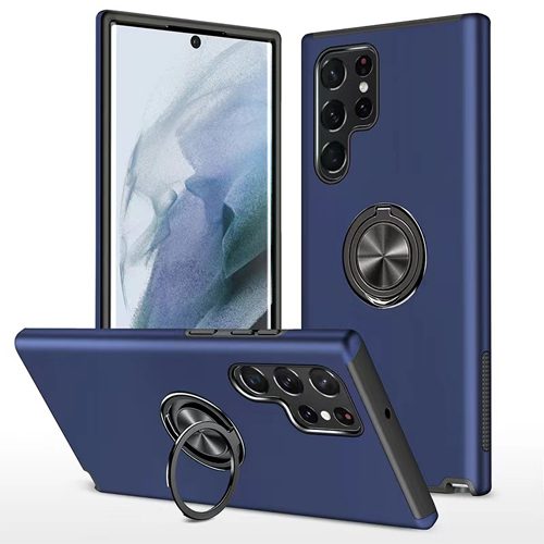 Hybrid Shock Absorbing Case with Kickstand for Samsung Galaxy S23 Ultra - Navy Blue