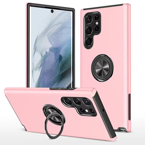 Hybrid Shock Absorbing Case with Kickstand for Samsung Galaxy S22 Ultra - Pink