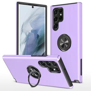 Hybrid Shock Absorbing Case with Kickstand for Samsung Galaxy S24 Ultra - Purple