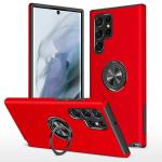 Hybrid Shock Absorbing Case with Kickstand for Samsung Galaxy S22 Ultra - Red