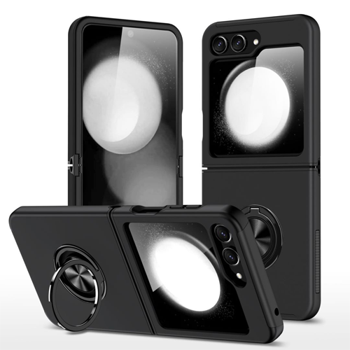 Hybrid Shock Absorbing Case with Kickstand for Samsung Galaxy Z Flip5 - Black