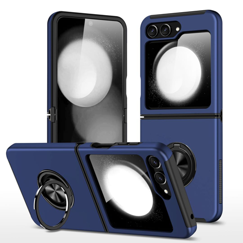 Hybrid Shock Absorbing Case with Kickstand for Samsung Galaxy Z Flip 7 - Navy Blue