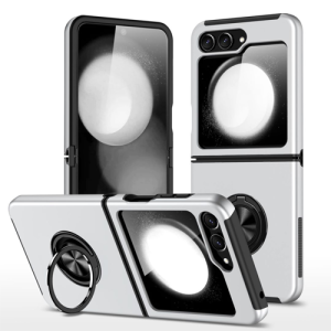 Hybrid Shock Absorbing Case with Kickstand for Samsung Galaxy Z Flip 7 - Silver