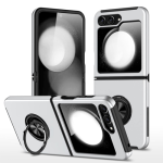 Hybrid Shock Absorbing Case with Kickstand for Samsung Galaxy Z Flip5 - Silver