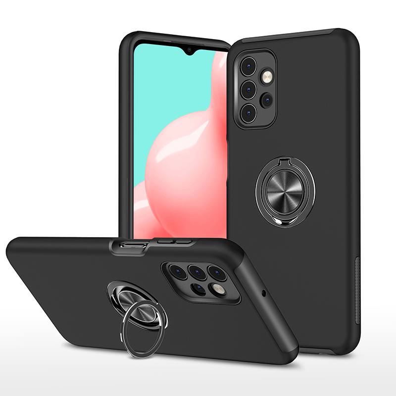 Hybrid Shock Absorbing Case with Kickstand for Samsung Galaxy A32 5G - Black