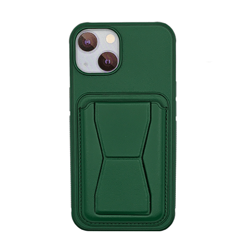 Leather Armor with Holder Case for Apple iPhone 15 - Green