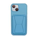 Leather Armor with Holder Case for Apple iPhone 15 - Light Blue