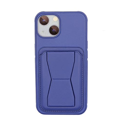 Leather Armor with Holder Case for Apple iPhone 15 - Light Purple