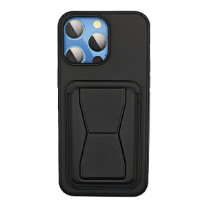 Leather Armor with Holder Case for Apple iPhone 15 Pro - Black