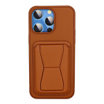 Leather Armor with Holder Case for Apple iPhone 15 Pro - Brown