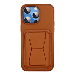 Leather Armor with Holder Case for Apple iPhone 16 Plus - Brown