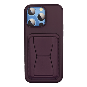 Leather Armor with Holder Case for Apple iPhone 14 Pro - Deep Purple