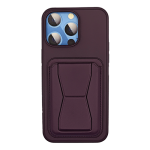 Leather Armor with Holder Case for Apple iPhone 15 Pro - Deep Purple