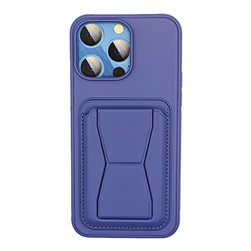 Leather Armor with Holder Case for Apple iPhone 15 Pro - Light Purple