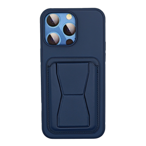 Leather Armor with Holder Case for Apple iPhone 12 / 12 Pro - Navy Blue