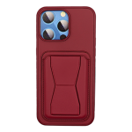 Leather Armor with Holder Case for Apple iPhone 14 Pro Max - Red