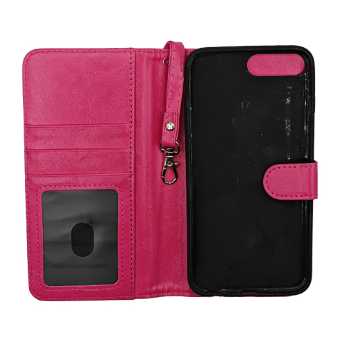 Magnetic Detachable Leather Wallet Case for Apple iPhone 7 Plus / 8 Plus - Hot Pink