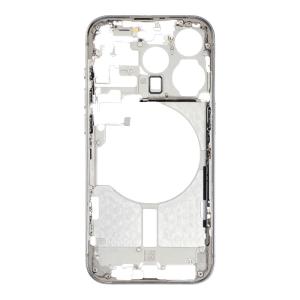 Mid-Frame Housing with Hard Buttons and Sim Tray Compatible for Apple iPhone 15 Pro - White Titanium